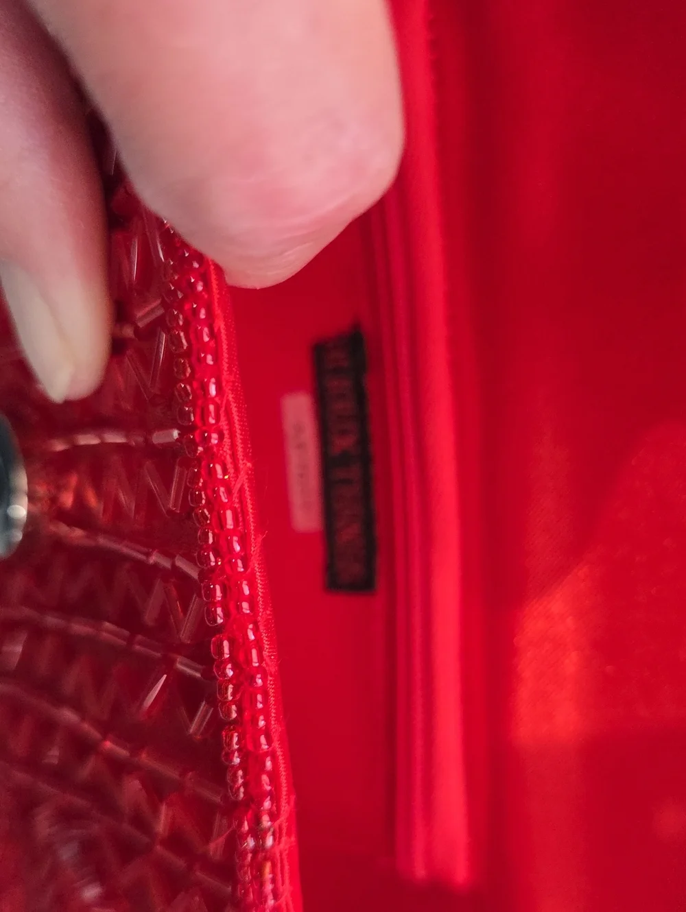Bijoux Terner Red Beaded Evening Shoulder Bag